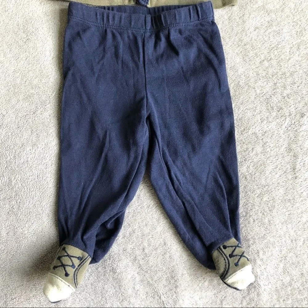 NWOT Carter’s Elephant hoody set & Stripe Snap Top Set